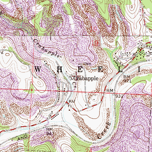 Topographic Map of Crabapple, OH
