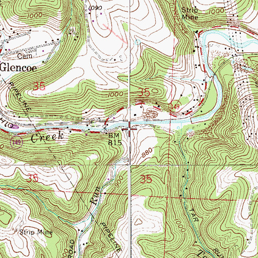 Topographic Map of Cumberland Run, OH