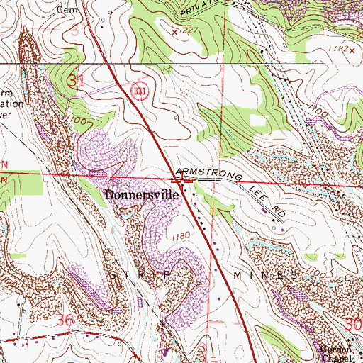 Topographic Map of Donnersville, OH