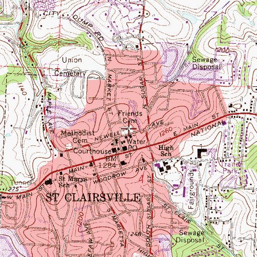 Topographic Map of Friends Cemetery, OH