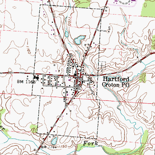 Topographic Map of Croton Post Office, OH