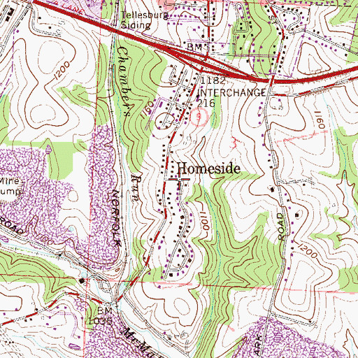 Topographic Map of Homeside, OH
