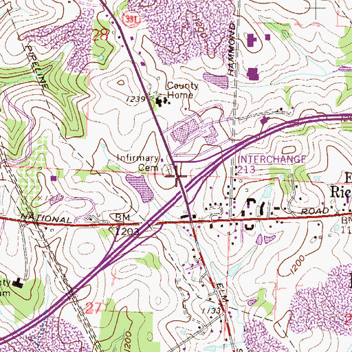 Topographic Map of Infirmary Cemetery, OH