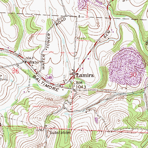 Topographic Map of Lamira, OH