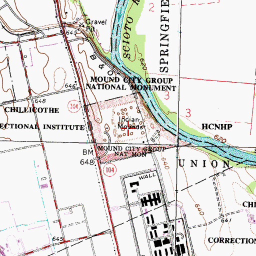 Topographic Map of Hopewell Culture National Historical Park, OH