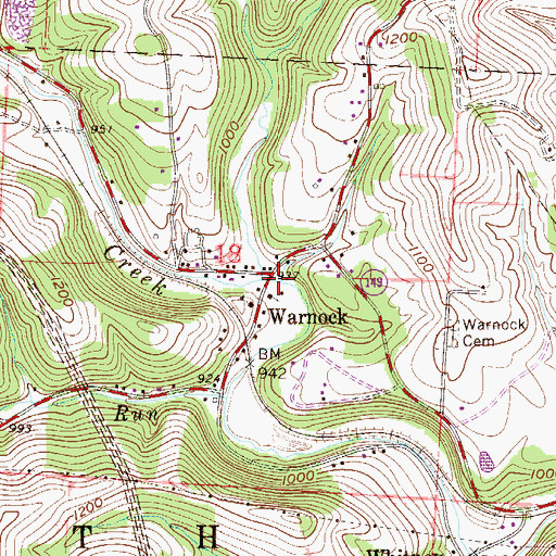 Topographic Map of Neffs Run, OH