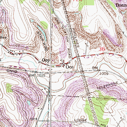 Topographic Map of Oco, OH