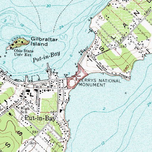 Topographic Map of Perry's Victory and International Peace Memorial, OH