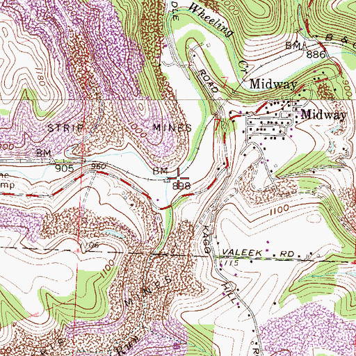 Topographic Map of Pogue Run, OH