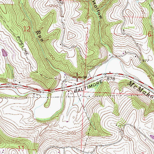 Topographic Map of Porterfield Run, OH
