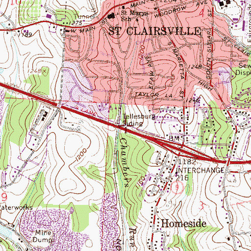 Topographic Map of Tellesburg Siding, OH