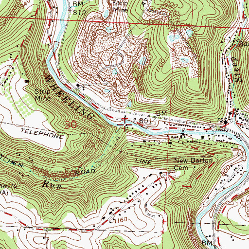 Topographic Map of Town Run, OH
