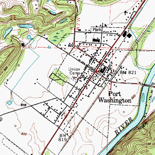 Topographic Map of Union Cemeteries, OH