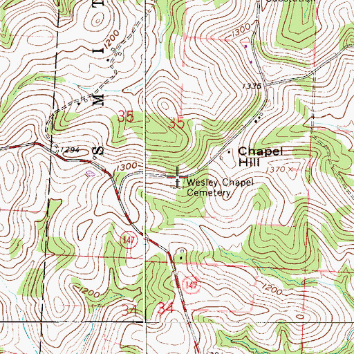Topographic Map of Wesley Chapel Cemetery, OH