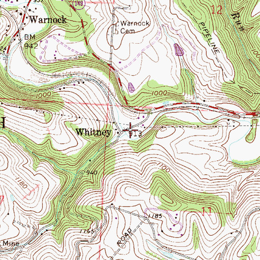Topographic Map of Whitney, OH