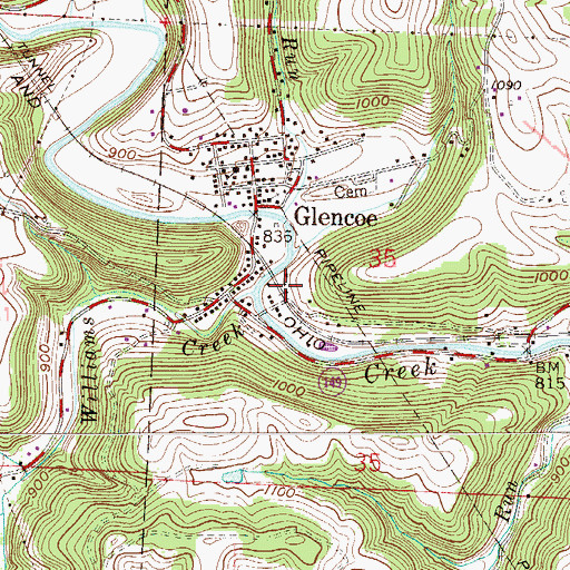 Topographic Map of Williams Creek, OH