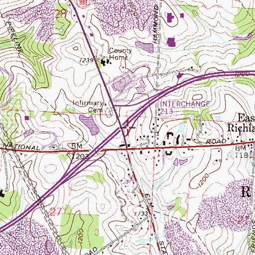 Topographic Map of Interchange 77, OH