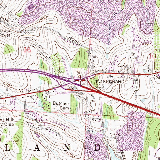 Topographic Map of Interchange 215, OH