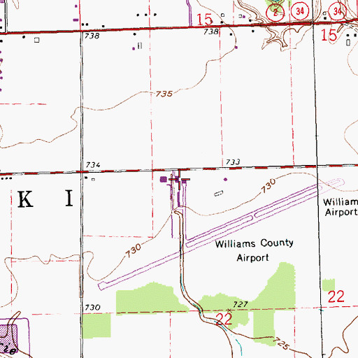 Topographic Map of Williams County Airport, OH