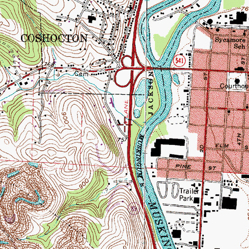 Topographic Map of Three Rivers Heliport, OH