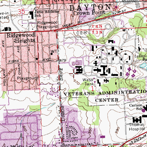 Topographic Map of Veterans Administration Medical Center Heliport, OH