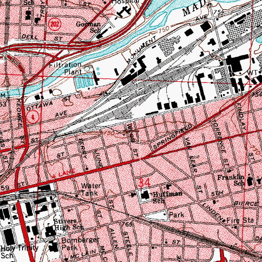 Topographic Map of Danis Heliport, OH