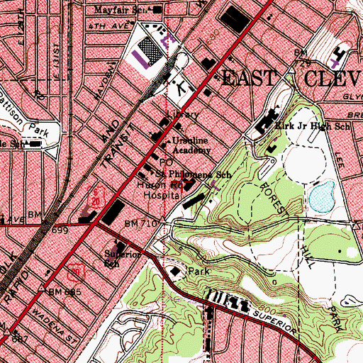 Topographic Map of Meridia Huron Hospital Heliport, OH