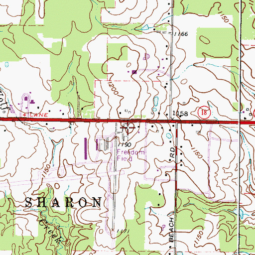 Topographic Map of Medina Municipal Airport, OH