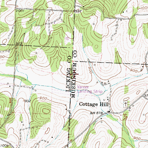 Topographic Map of Varner Airport (historical), OH