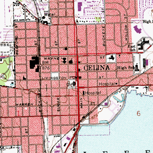 Topographic Map of Celina Post Office, OH