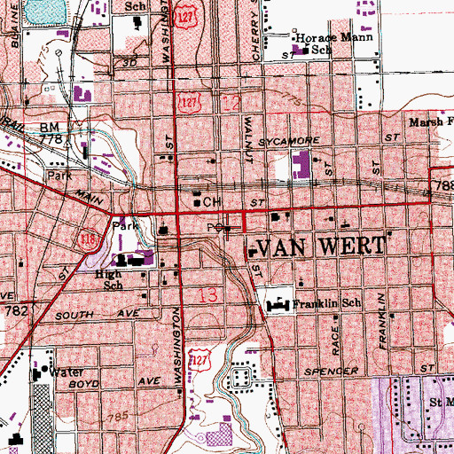 Topographic Map of Van Wert Post Office, OH