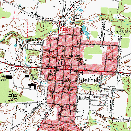 Topographic Map of Bethel Post Office, OH