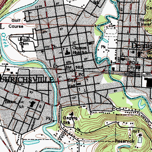 Topographic Map of Uhrichsville Post Office, OH
