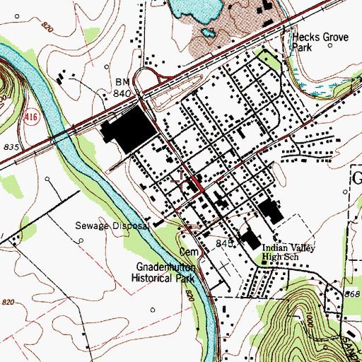 Topographic Map of Gnadenhutten Post Office, OH