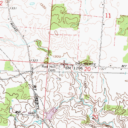 Topographic Map of Red Hill School (historical), OH