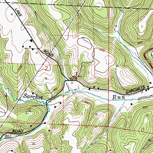 Topographic Map of Sarchett Run School (historical), OH