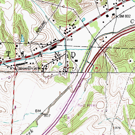 Topographic Map of Cassellview, OH