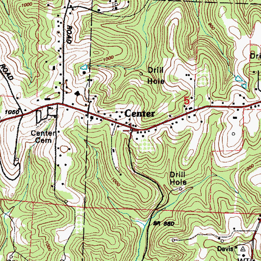 Topographic Map of Center, OH