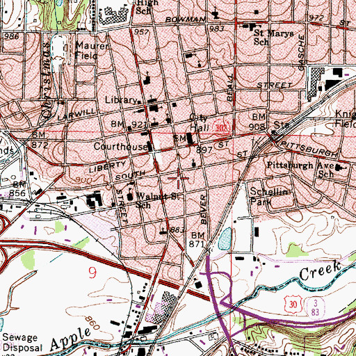 Topographic Map of Wooster Post Office, OH