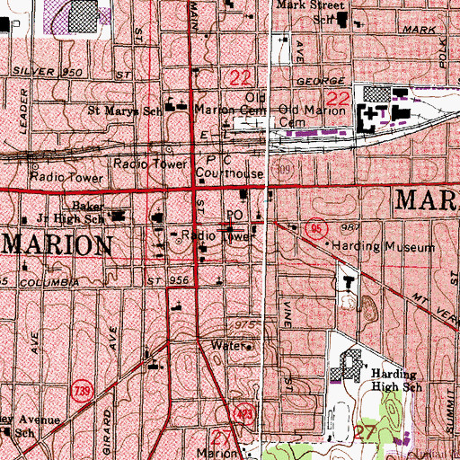 Topographic Map of Marion Post Office, OH
