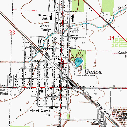 Topographic Map of Genoa Post Office, OH