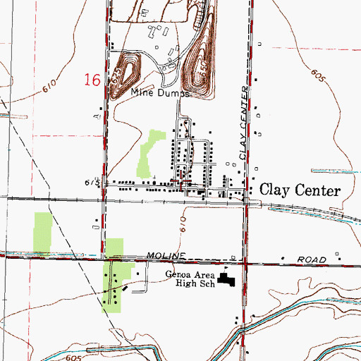 Topographic Map of Clay Center Post Office, OH