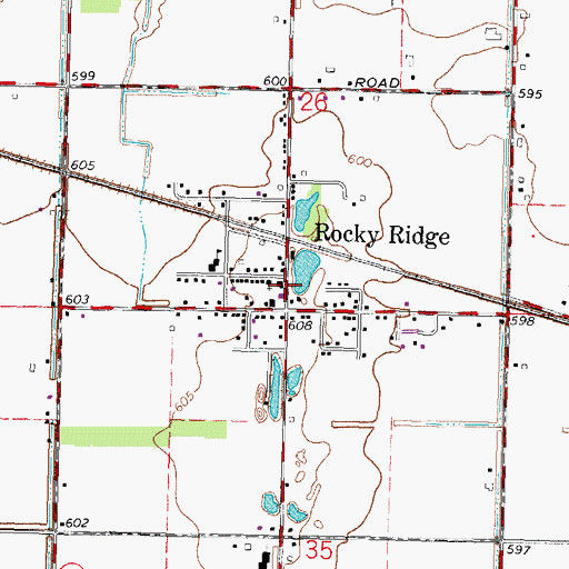 Topographic Map of Rockyridge Post Office, OH