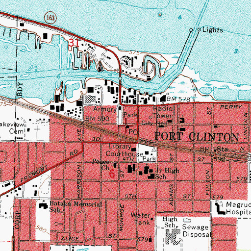 Topographic Map of Port Clinton Post Office, OH