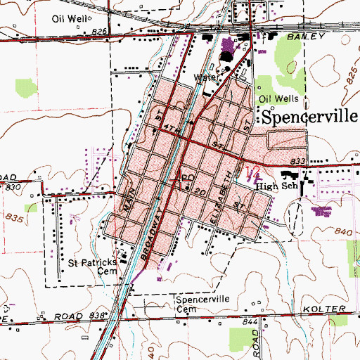 Topographic Map of Spencerville Post Office, OH