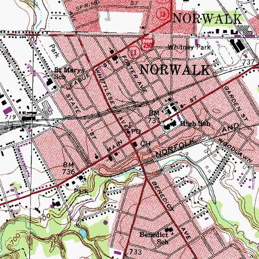 Topographic Map of Norwalk Post Office, OH