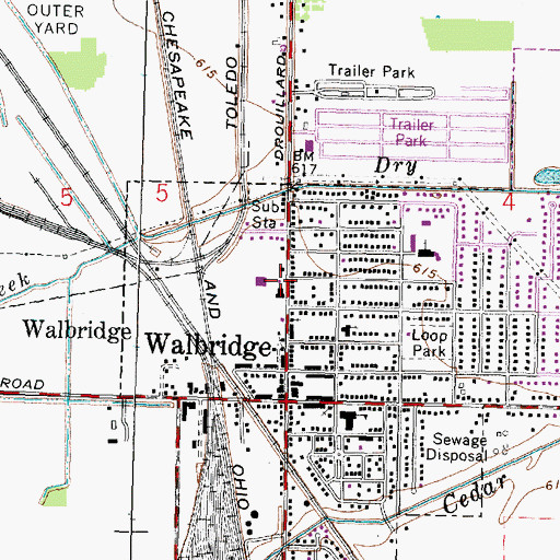 Topographic Map of Walbridge Post Office, OH
