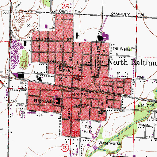 Topographic Map of North Baltimore Post Office, OH