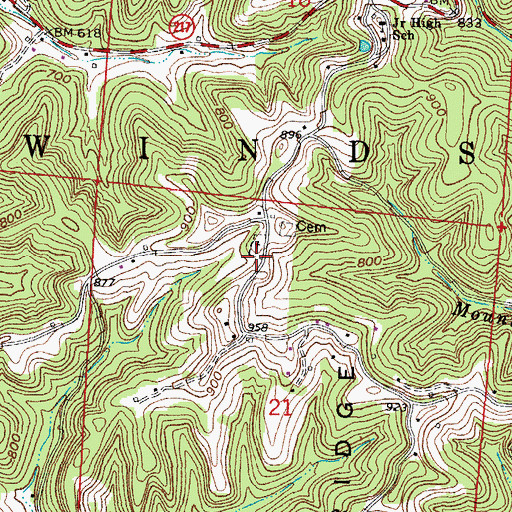 Topographic Map of Centenary Church, OH