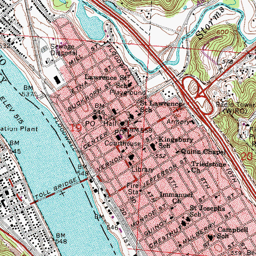 Topographic Map of Ironton Post Office, OH